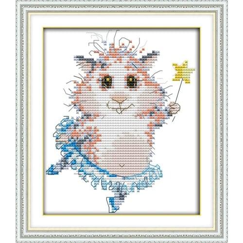 A dancing mice cross stitch kit aida 14ct 11ct count printed canvas stitches embroidery DIY handmade needlework
