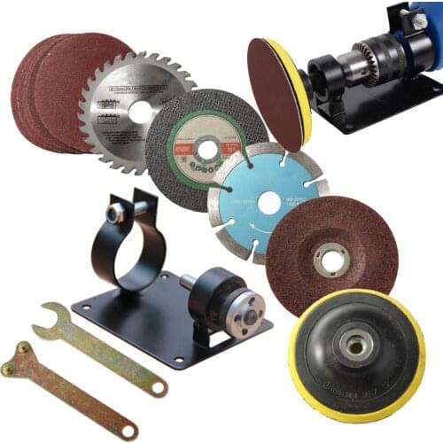 14PCS Electric Hand Drill Cutting Polishing Grinding Seat Stand Holder Set Machine Bracket Rod Bar with Polished Pads Wrench set