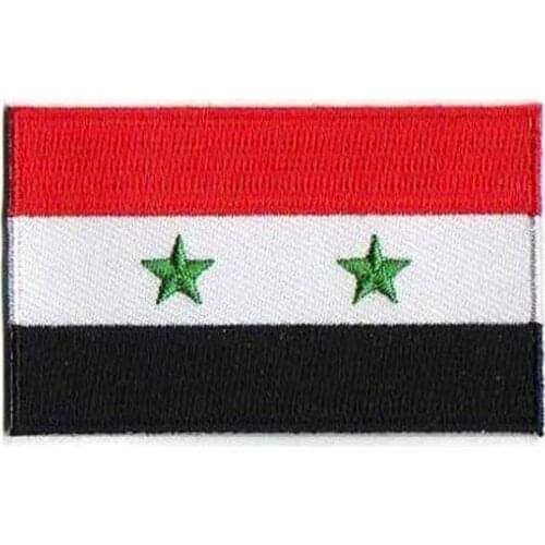 Embroidery Syria Flag Patch Made by Twill with Flat Broder and Iron On Backing Accept Custom MOQ50pcs free shipping