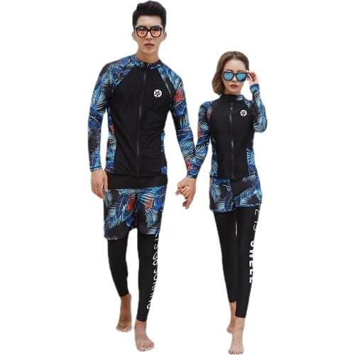New Mens Womens Split Long-sleeved Trousers Swimsuit Surfing Suit Diving Suit Five-piece Suit Hot Spring Sea Beach Swimming
