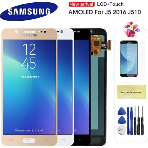 Original LCD For Samsung Galaxy J5 2016 J510 J510FN J510F J510G J510M J510Y LCD Display Touch SCreen Digitizer super amoled