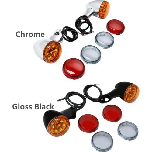 Motorcycle Front Turn Signal LED Amber Lights For Harley XL48 XL1200X 2016-2021 black/chrome