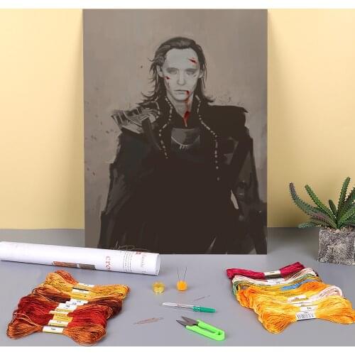 Portrait Nothing But The War. Printed Water-Soluble Canvas 11CT Cross-Stitch Complete Kit Embroidery DMC Promotions