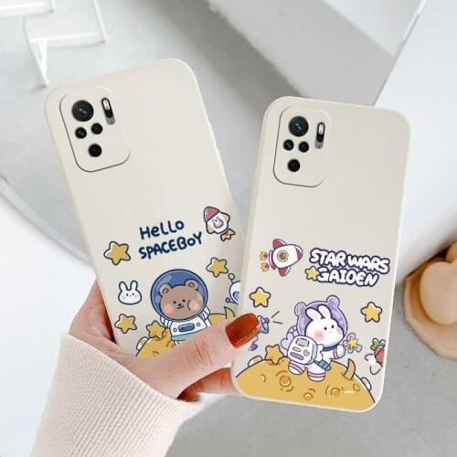 For Xiaomi RedmiNote 10 10S 9T 9 8 7 Pro MAX Case Bunny Astronaut Phone Cover Redmi 9 9A 9T K40 K30 K20 Pro Shockproof Soft Case
