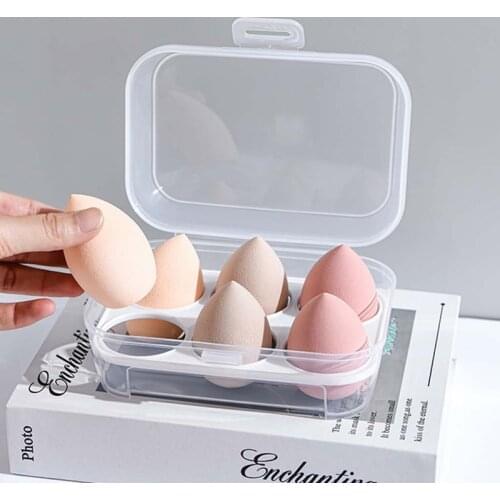 Transparent 6 Grids Beauty Powder Puff Storage Box Makeup Egg Drying Case Portable Travel Sponge Holder Container Organizer