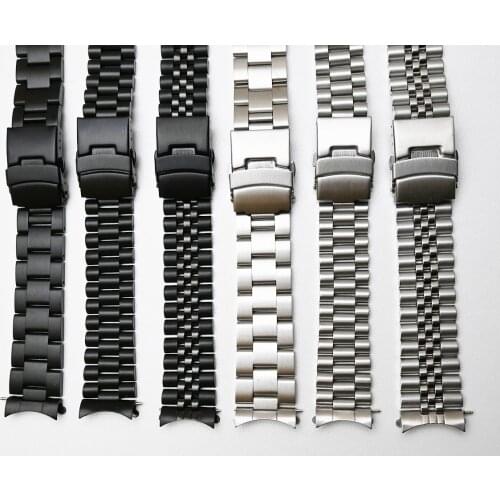 Stainless Steel Band Strap 20mm 22mm Seamless Folding Buckle Diving Sport Replacement Bracelet Men Watch Accessories for Seiko