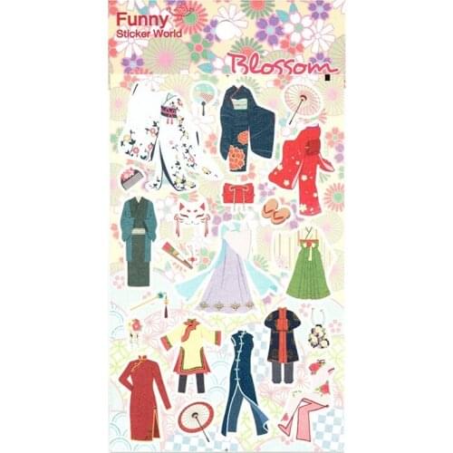 Funny Japanese kimono die cutting sticker planner sketchbook decorative scrapbooking paper stickers sheet