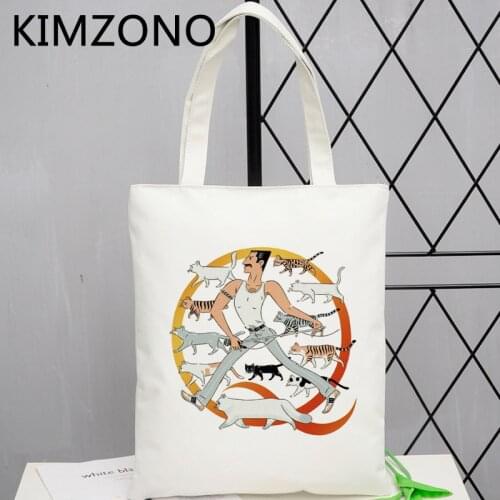 Freddie Mercury shopping bag shopper cotton canvas eco grocery jute bag bag shoping sacola reusable foldable custom