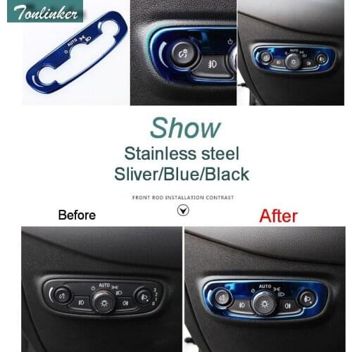 Tonlinker Cover Case Stickers for Chevrolet Equinox 2017 Car Styling 1 PCS stainless steel the headlight switch cover sticker