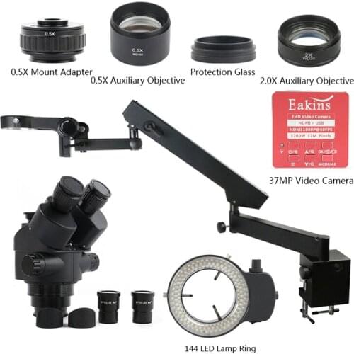 3.5X- 90X 7X-45X Zoom Simul Focal Trinocular Stereo Microscope + 1080P 37MP HDMI USB Video Camera +Articulating Arm Pillar Clamp