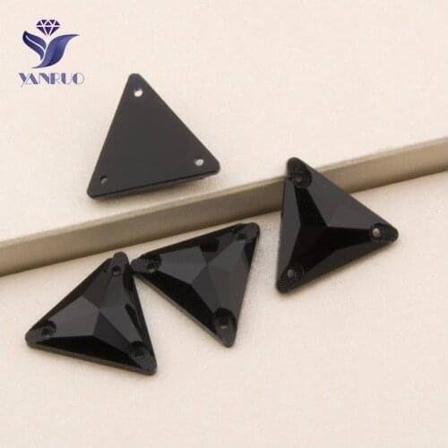 YANRUO 3270 All Sizes Jet Triangle Black Base Flatback Crystal Rhinestone Paste Sew On Strass For Clothes Decoration