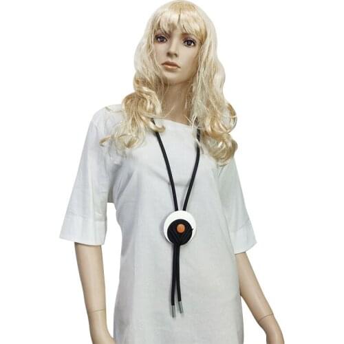 YD&YDBZ Novel Orange Round Wooden Long Necklace For Women Fashion Design Leather Rubber Rope Pendant Necklaces Party Accessories