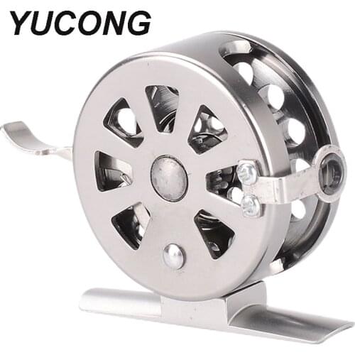 YUCONG Ice Fishing Reel 50-60mm Full Aluminum Fly Winter Fishing Reel V-shape Ice Fishing Wheel Gear Ratio 1:1 Right Handle