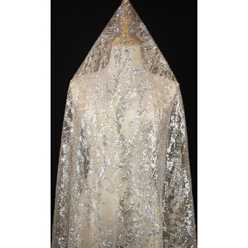 GLace 1M/lot Silver sequin mesh glitter fabric wedding design background cloth accessories TX1270