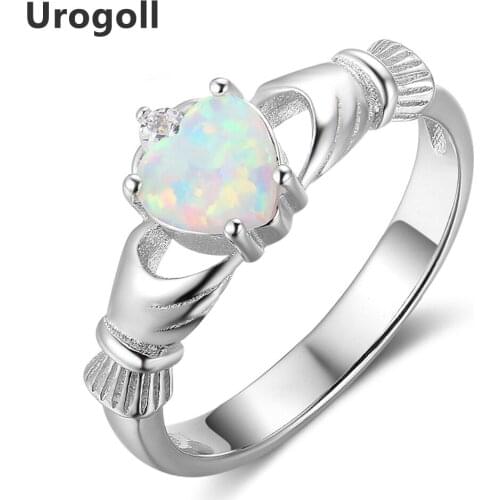 Trendy Fine Jewelry 925 Sterling Silver Romantic Heart Opal Rings For Women Luxury Engagement Wedding Jewelry Gifts