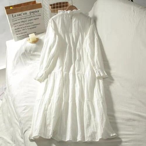 Dress ladies solid color half high neck regular sleeve loose mid-length dress ladies 2021 spring and autumn models