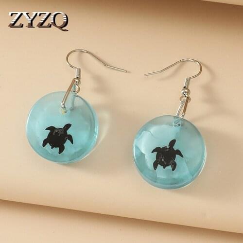 ZYZQ Retro Resin Turtle Drop Earrings For Women Exaggeration Geometric Acrylic Stud Earrings Fashion Party Jewelry