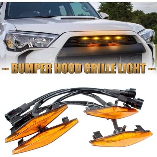 12V For 2015-2019 Toyota 4Runner TRD Pro Grille Car Front Bumper Hood Grille Light LED Signal Lamp Indicator Car Styling