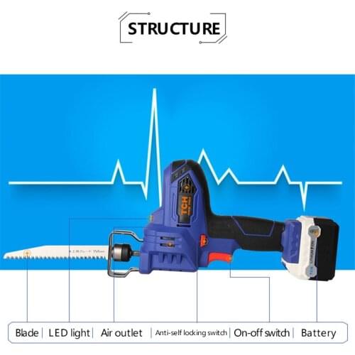 16V Portable Charging Reciprocating Saw with 4000mAh lithium battery Reciprocating Sabre Saw for Wood/Metal/Plastic Cutting