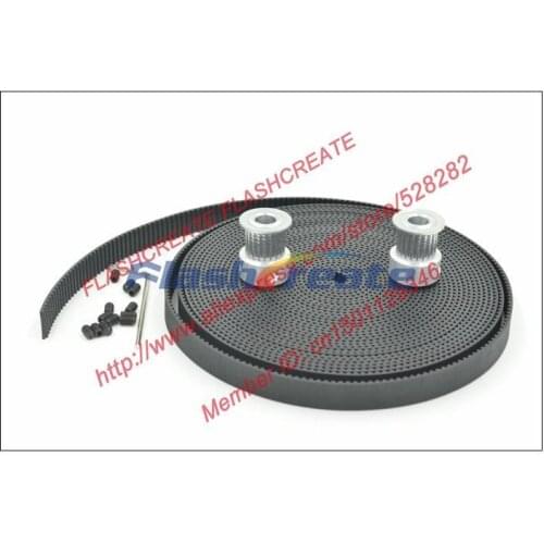 Powge 2pcs 20 teeth 2GT Pulley Bore 6.35mm=1/4" and 5M GT2 timing Belt width 9mm 20-2GT-9 for 3D printer 2GT pulley 2GT-6mm belt