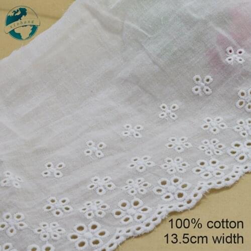 3yards 13.5cm white 100% cotton embroidery lace french lace ribbon fabric guipure diy trims warp knitting sewing Accessories3708
