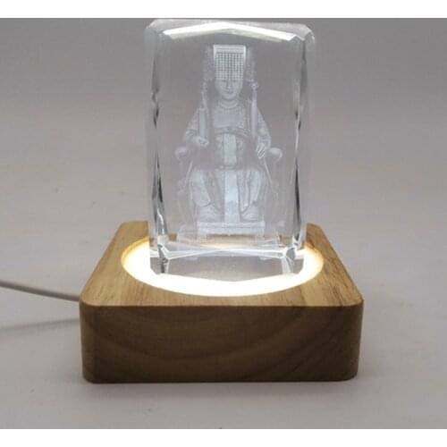 13MA 3D LED Night Light Bedroom Decoration Small Table Lamp USB 3D Crystals Glass Resin Art Ornaments Wooden Base Stand Creative