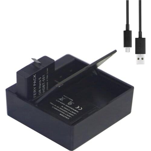 For GoPro Hero 5 battery AHDBT-501 Batteries x2 +USB Dual Charger Battery storage For Gopro Hero5 Hero6 black camera