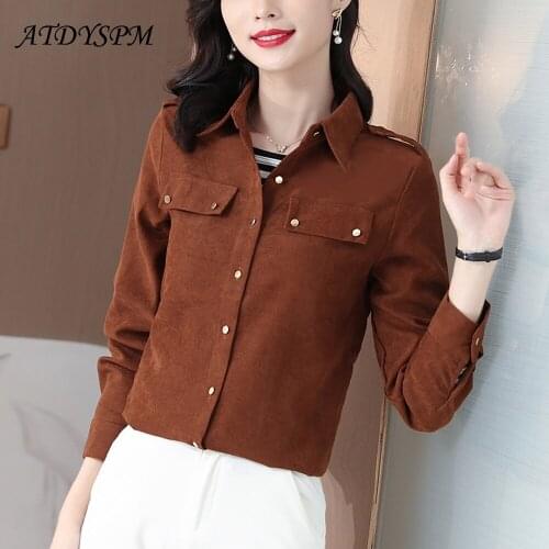 Женские вельветовые рубашки ATDYSPM China At AliExpress