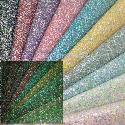 1PC 21X29CM Glow in the Dark Glitter Leather Fabric, Chunky Glitter Leather Sheets For Making Bows LEOsyntheticoDIY GM3079A