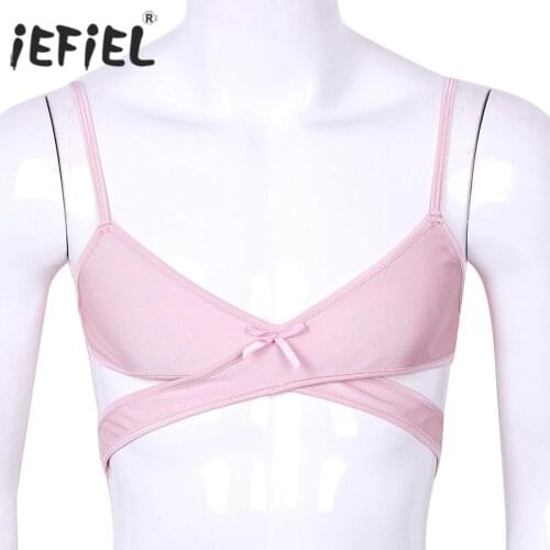 Mens Sissy Bra Tops Lingerie Night Underwear Adjustable Spaghetti Straps Cross Over Back Wire-free No Padded Bra Tops Bralette