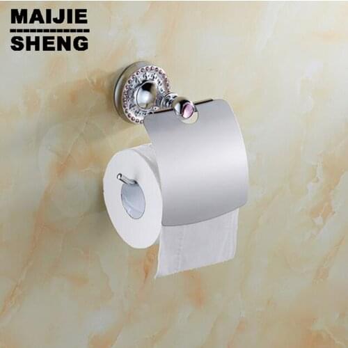 Free shipping Pink crystal Toilet Paper Holder,Roll Holder,Tissue Holder,Solid Brass Chrome Bathroom Accessories Products