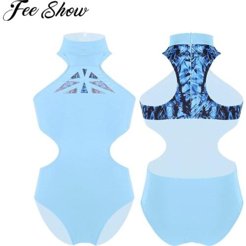 Kids Girls Clothes Sleeveless Racer Back with Zipper Closure Cutouts Waist Ballet Dance Costumes Gymnastics Leotard Jumpsuit