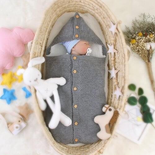 Children Sleeping Bags Knitted Envelopes For Newborns Baby Stroller Outdoor Footmuff Spring Autumn Warm Bebes Swaddle Wrap 0-12M