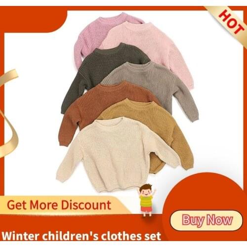 Baby Solid Casual Basic Sweater Crewneck Thick Kids Slouchy Soft Wool Clothing for Boys Girls Autumn Winter Sweaters Hooded Top