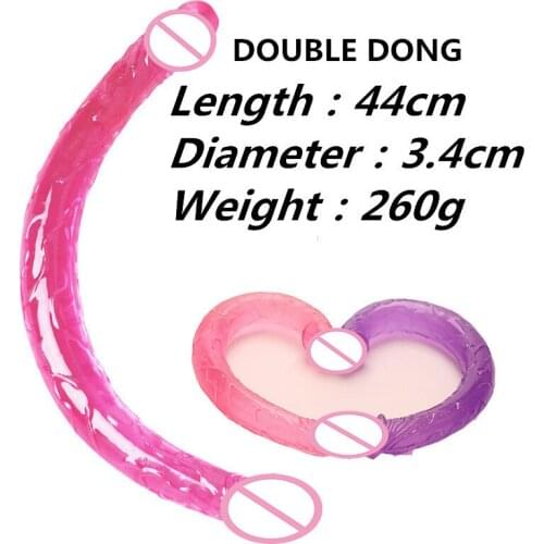 Two-headed Dildo Sex Toys for Couples Anal Plug Lengthened Transparent Female Penis Masturbation Stick Adult Toy 18 Sex Doll