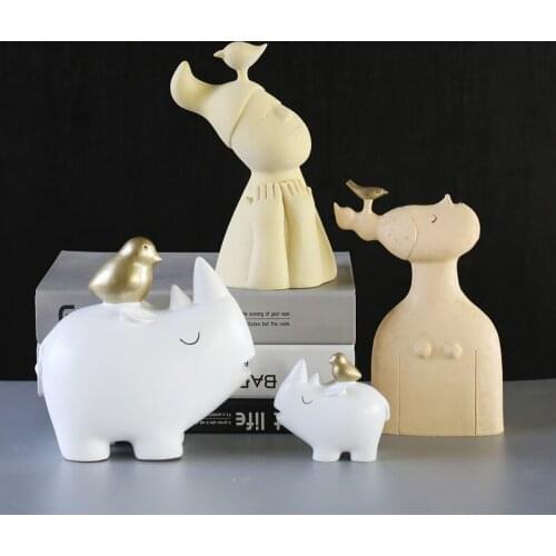 Unicorn Rhino Bird Models Nordic Fantasy Abstract Ornaments Home Livingroom Study Desktop Decoration Window Display Crafts Gift