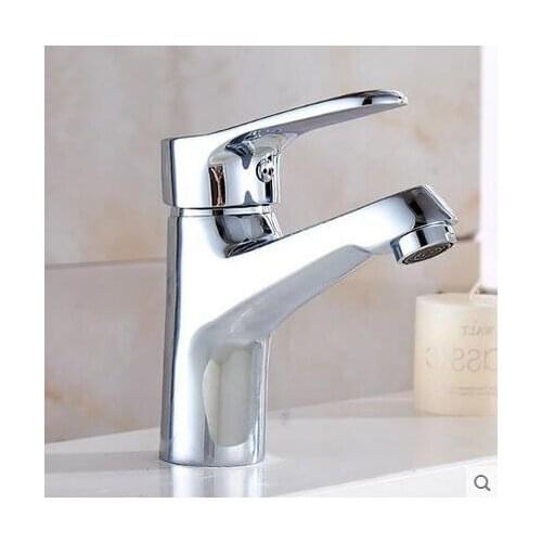 Chrome plated washing water tap contemporary, Bathroom sink basin faucet mixer, Single hole brass basin faucet hot and cold