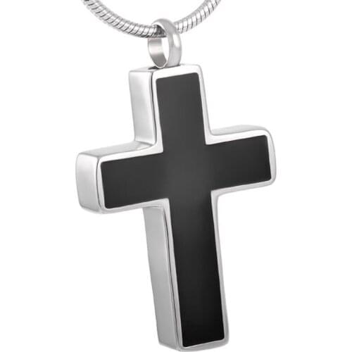 IJD8355 Stainless Steel Cremation Rose gold Black Cross Keepsake Pendant for Ashes Urn Memorial Necklace Jewelry