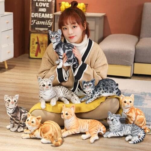 Simulation Pillow Cat Plush Toys Realistic Animal Pet Children Home Decoration Children Kids Holiday Christmas Gift