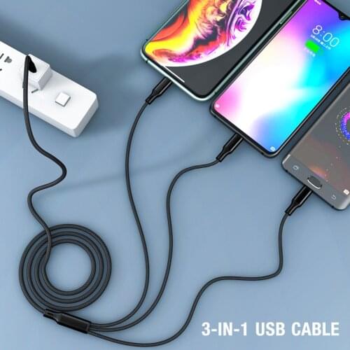 FONKEN USB C To USB C Cable Phone Charging Cord 3-in-1 Mobile Phone Charger Cable For Iphone 12 Micro USB Type C Android Cable