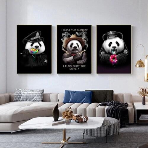 Lovely Panda Canvas Painting Funny Posters and Prints Animals Wall Art Cartoon Picture for Living Kids Room Modern Home Decor