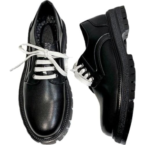 Leather Casual Shoes Men Korean Japanese Harajuku Streetwear Fashion Office Vintage PU Leather Shoes Male Wedding Shoe