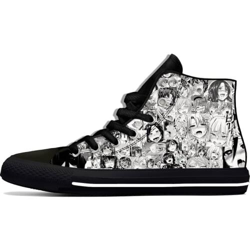 Anime Manga Cartoon Sexy Lewd Ahegao Hentai Funny Casual Cloth Shoes High Top Lightweight Breathable 3D Print Men Women Sneakers