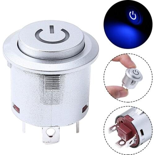 Mayitr 22mm 12V Metal Push Button Switch LED Power Mark Locking Latching Self-reset Momentary 1NO 1NC Universal