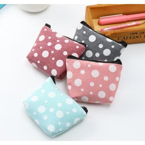 M043 Fashion Coin Purse For Women Mini Zero Purse Cute Dot Canvas Bag Women Student Gift Wholesale