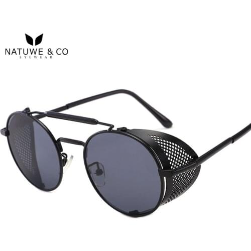 Natuwe&Co Mens Sunglasses Unisex Steampunk Style Round Vintage Glasses gafas graduadas