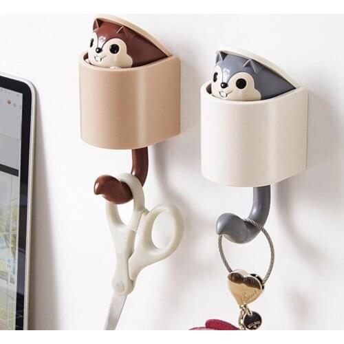 Squirrel Coat Wall Hook Key Holder Creativity Outstretch Squirrel Hook Wall Kitchen Hook Coat Hanger Bathroom Accessories 100gC