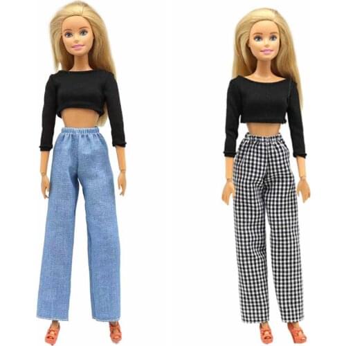 1/6 BJD Doll Clothes Black Crop Top Long Sleeve Shirt Outfit For Barbie Clothes 11.5" Dolls Accessories For Barbie Dollhouse Toy