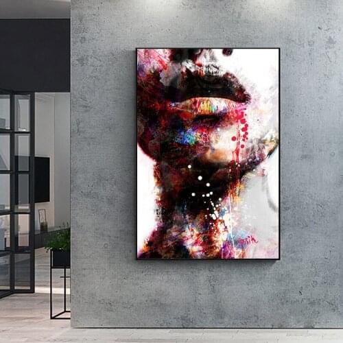 Poster On Wall Loft Modern Fashion Woman Canvas Prints Graffiti Wall Art Painting for Living Room Frameless Teen Girl Room Decor