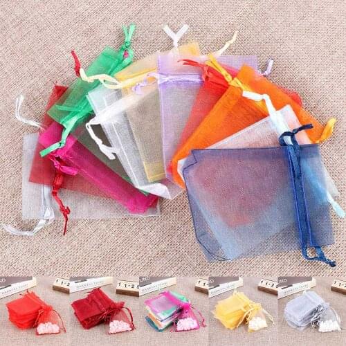 Colorful Fashion New 50 pcs Hot sale Organza Gift Bags Jewellery Christmas Packing Pouches Wedding Party Supplies New Arrival